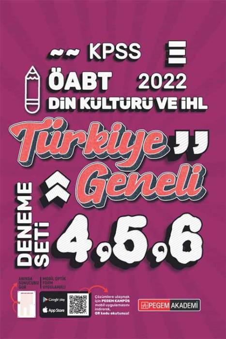 Pegem 2022 ÖABT Din Kültürü ve Ahlak Bilgisi Öğretmenliği Türkiye Geneli 3 Deneme (4-5-6)