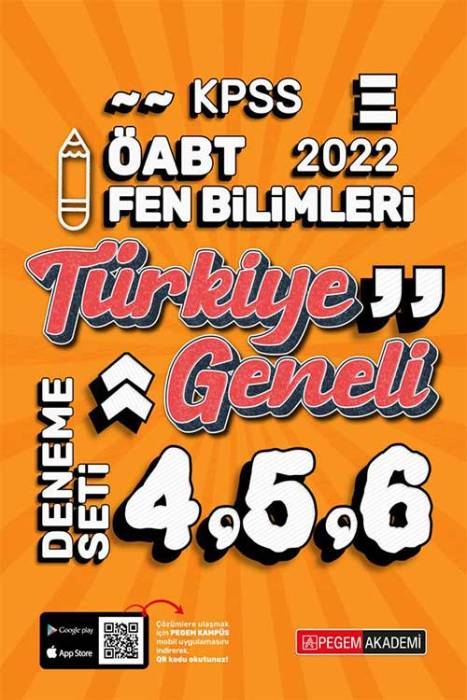 Pegem 2022 ÖABT Fen Bilimleri Öğretmenliği Türkiye Geneli 3 Deneme (4-5-6) Pegem Akademi Yayınları