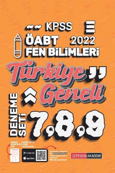 Pegem 2022 ÖABT Fen Bilimleri Öğretmenliği Türkiye Geneli 3 Deneme (7-8-9) Pegem Akademi Yayınları