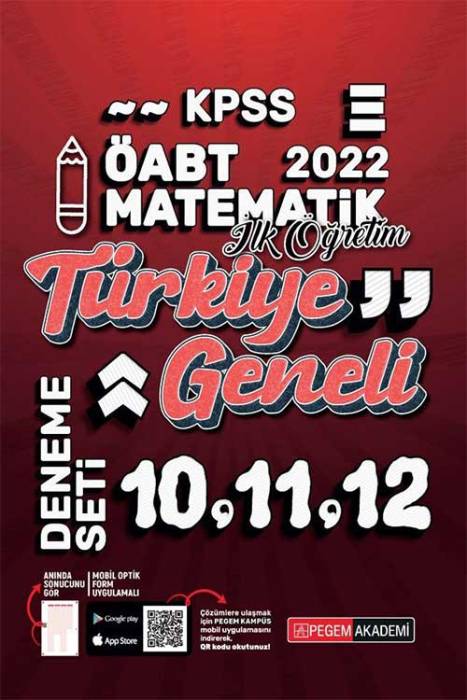 Pegem 2022 ÖABT İlköğretim Matematik Öğretmenliği Türkiye Geneli 3 Deneme (10-11-12)