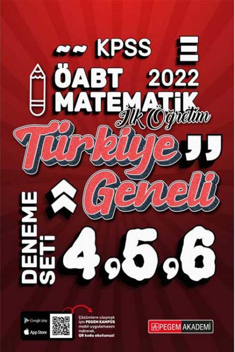 Pegem 2022 ÖABT İlköğretim Matematik Öğretmenliği Türkiye Geneli 3 Deneme (4-5-6) Pegem Akademi Yayınları