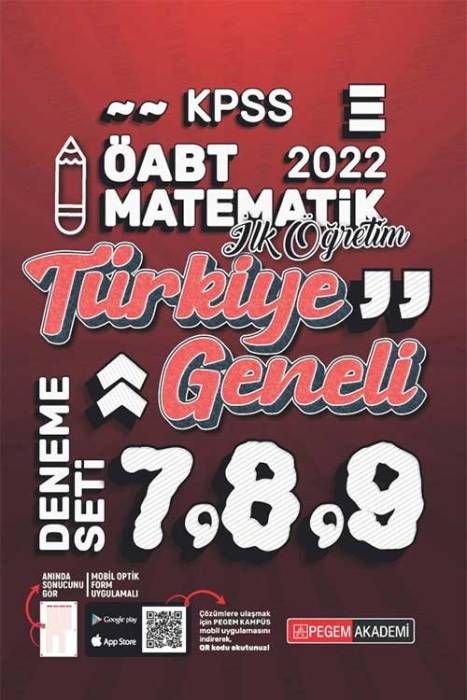 Pegem 2022 ÖABT İlköğretim Matematik Öğretmenliği Türkiye Geneli 3 Deneme (7-8-9) Pegem Akademi Yayınları