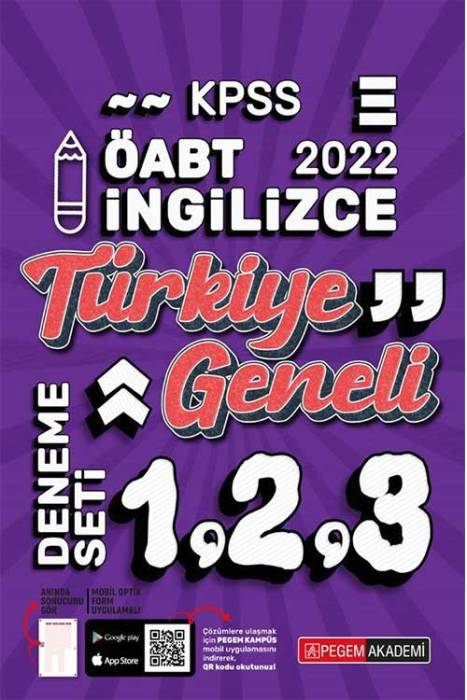 Pegem 2022 ÖABT İngilizce Öğretmenliği Türkiye Geneli 3 Deneme (1-2-3) Pegem Akademi Yayınları