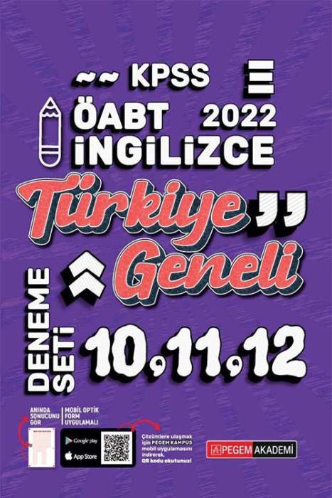 Pegem 2022 ÖABT İngilizce Öğretmenliği Türkiye Geneli 3 Deneme (10-11-12)