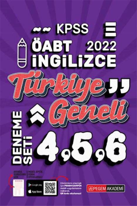 Pegem 2022 ÖABT İngilizce Öğretmenliği Türkiye Geneli 3 Deneme (4-5-6) Pegem Akademi Yayınları