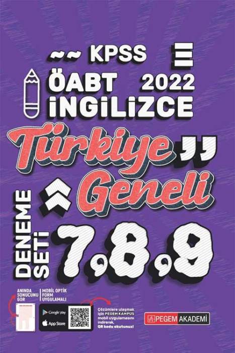 Pegem 2022 ÖABT İngilizce Öğretmenliği Türkiye Geneli 3 Deneme (7-8-9) Pegem Akademi Yayınları
