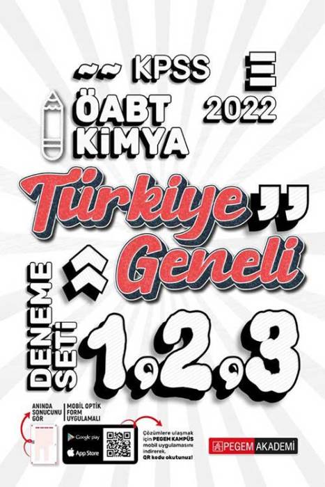 Pegem 2022 ÖABT Kimya Öğretmenliği Türkiye Geneli 3 Deneme (1-2-3) Pegem Akademi Yayınları