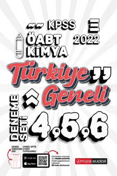 Pegem 2022 ÖABT Kimya Öğretmenliği Türkiye Geneli 3 Deneme (4-5-6) Pegem Akademi Yayınları