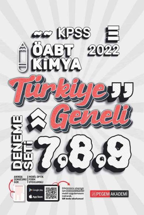 Pegem 2022 ÖABT Kimya Öğretmenliği Türkiye Geneli 3 Deneme (7-8-9) Pegem Akademi Yayınları