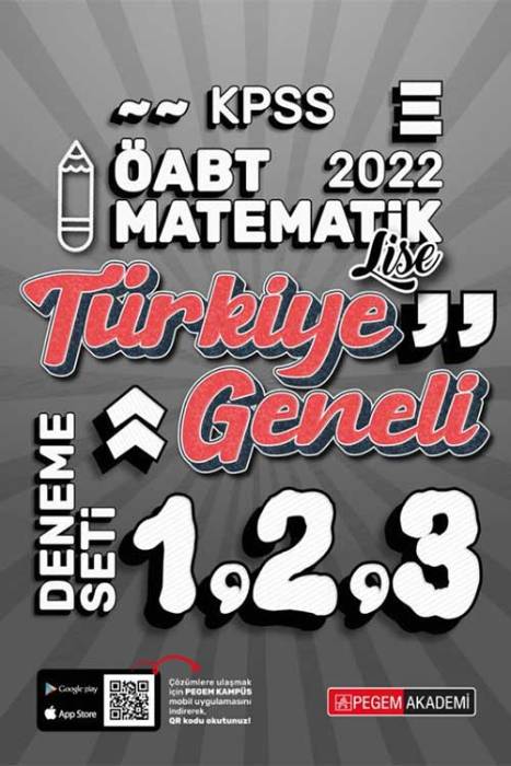 Pegem 2022 ÖABT Lise Matematik Öğretmenliği Türkiye Geneli 3 Deneme (1-2-3) Pegem Akademi Yayınları