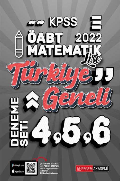 Pegem 2022 ÖABT Lise Matematik Öğretmenliği Türkiye Geneli 3 Deneme (4-5-6) Pegem Akademi Yayınları