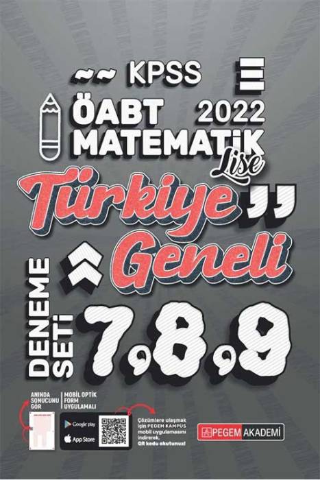 Pegem 2022 ÖABT Lise Matematik Öğretmenliği Türkiye Geneli 3 Deneme (7-8-9) Pegem Akademi Yayınları