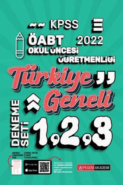 Pegem 2022 ÖABT Okul Öncesi Öğretmenliği Türkiye Geneli 3 Deneme (1-2-3) Pegem Akademi Yayınları