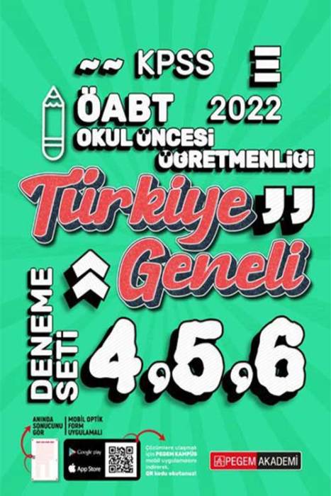 Pegem 2022 ÖABT Okul Öncesi Öğretmenliği Türkiye Geneli 3 Deneme (4-5-6) Pegem Akademi Yayınları