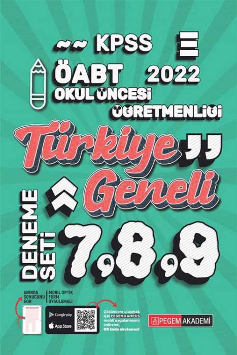 Pegem 2022 ÖABT Okul Öncesi Öğretmenliği Türkiye Geneli 3 Deneme (7-8-9) Pegem Akademi Yayınları