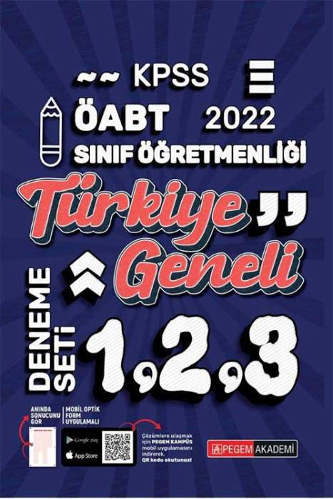 Pegem 2022 ÖABT Sınıf Öğretmenliği Türkiye Geneli 3 Deneme (1-2-3) Pegem Akademi Yayınları