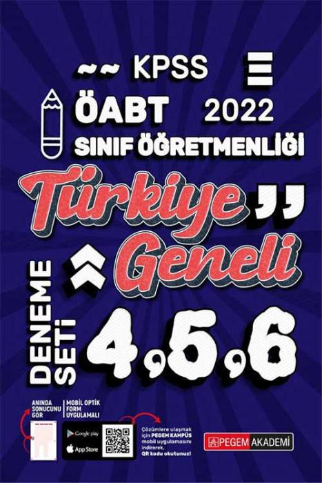 Pegem 2022 ÖABT Sınıf Öğretmenliği Türkiye Geneli 3 Deneme (4-5-6) Pegem Akademi Yayınları