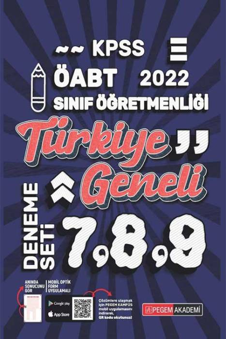 Pegem 2022 ÖABT Sınıf Öğretmenliği Türkiye Geneli 3 Deneme (7-8-9) Pegem Akademi Yayınları