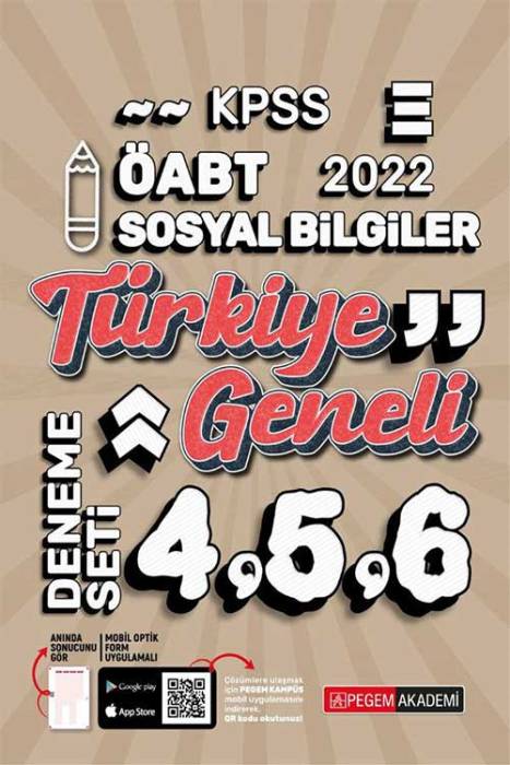 Pegem 2022 ÖABT Sosyal Bilgiler Öğretmenliği Türkiye Geneli 3 Deneme (4-5-6) Pegem Akademi Yayınları