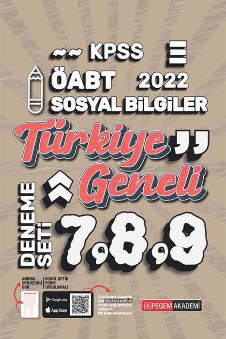 Pegem 2022 ÖABT Sosyal Bilgiler Öğretmenliği Türkiye Geneli 3 Deneme (7-8-9) Pegem Akademi Yayınları