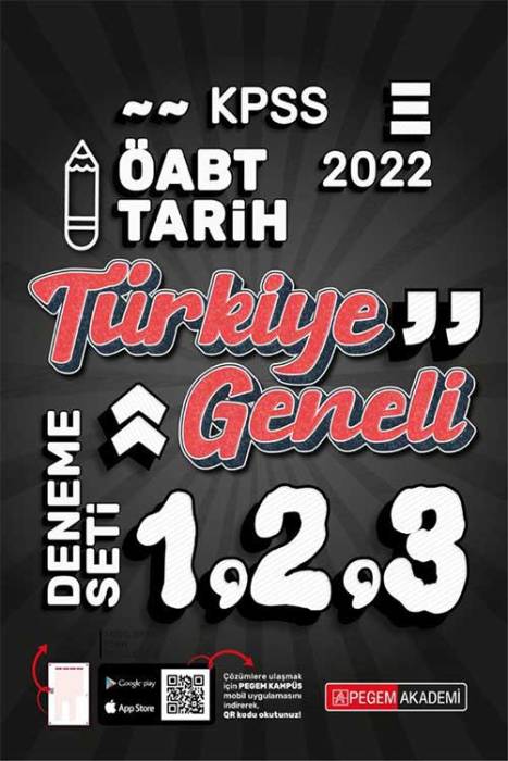 Pegem 2022 ÖABT Tarih Öğretmenliği Türkiye Geneli 3 Deneme (1-2-3) Pegem Akademi Yayınları
