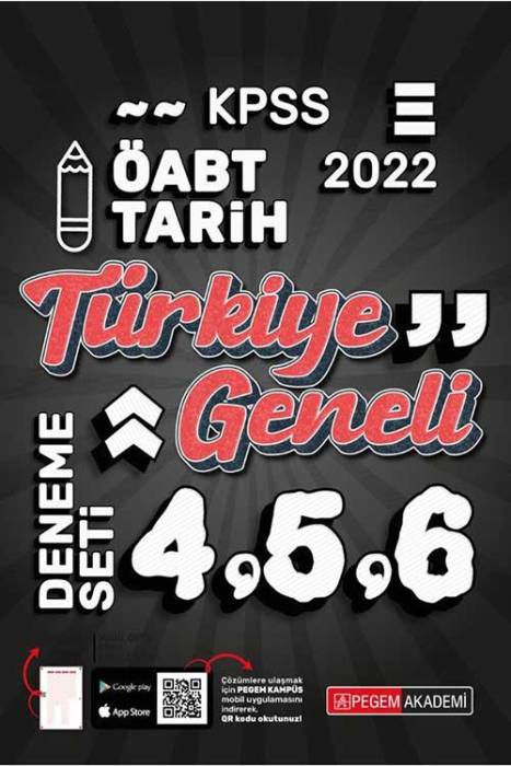 Pegem 2022 ÖABT Tarih Öğretmenliği Türkiye Geneli 3 Deneme (4-5-6) Pegem Akademi Yayınları