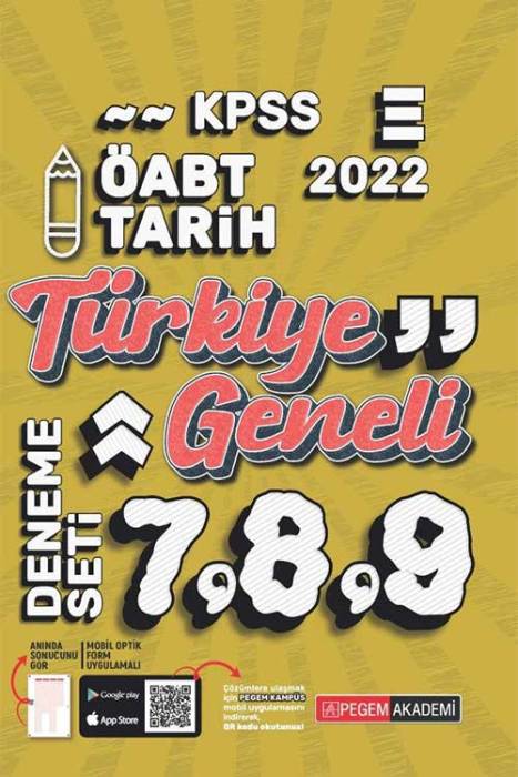 Pegem 2022 ÖABT Tarih Öğretmenliği Türkiye Geneli 3 Deneme (7-8-9) Pegem Akademi Yayınları