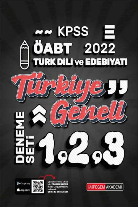 Pegem 2022 ÖABT Türk Dili ve Edebiyatı Öğretmenliği Türkiye Geneli 3 Deneme (1-2-3) Pegem Akademi Yayınları