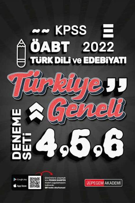 Pegem 2022 ÖABT Türk Dili ve Edebiyatı Öğretmenliği Türkiye Geneli 3 Deneme (4-5-6) Pegem Akademi Yayınları