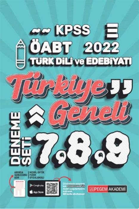 Pegem 2022 ÖABT Türk Dili ve Edebiyatı Öğretmenliği Türkiye Geneli 3 Deneme (7-8-9) Pegem Akademi Yayınları