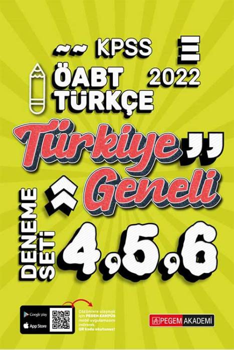 Pegem 2022 ÖABT Türkçe Öğretmenliği Türkiye Geneli 3 Deneme (4-5-6) Pegem Akademi Yayınları