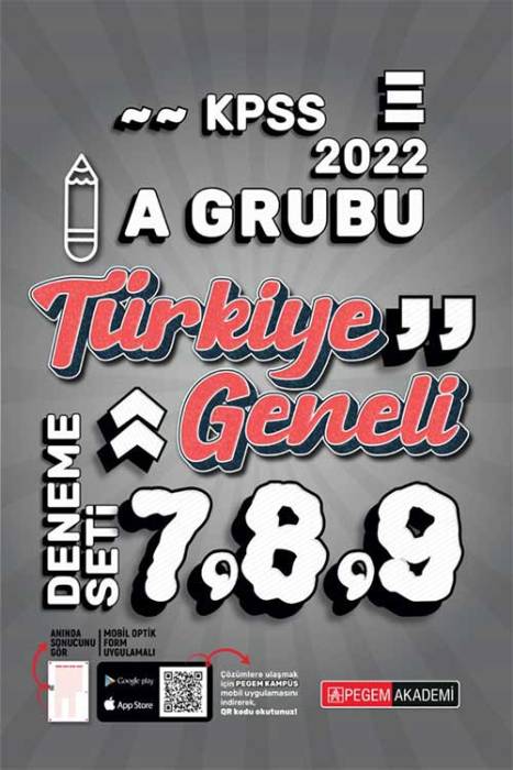 Pegem Akademi 2022 KPSS A Grubu 7-8-9 Türkiye Geneli (3'lü Deneme) Pegem Akademi Yayınları