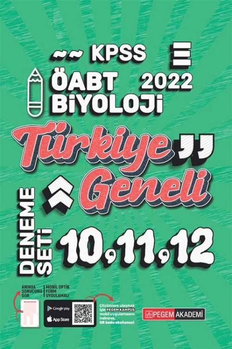 Pegem Akademi 2022 KPSS ÖABT Biyoloji 10-11-12 Türkiye Geneli (3'lü Deneme)