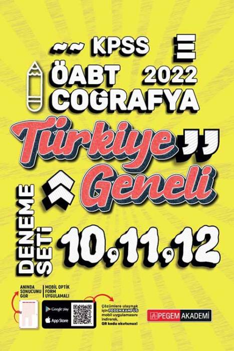 Pegem Akademi 2022 KPSS ÖABT Coğrafya 10-11-12 Türkiye Geneli (3'lü Deneme)