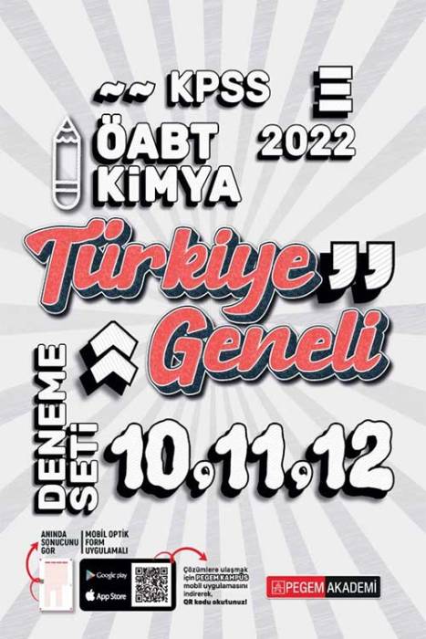 Pegem Akademi 2022 KPSS ÖABT Kimya 10-11-12 Türkiye Geneli (3'lü Deneme)