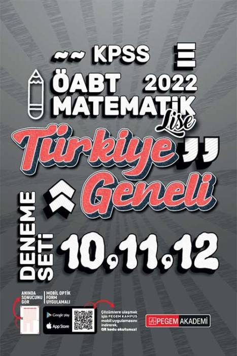Pegem Akademi 2022 KPSS ÖABT Lise Matematik 10-11-12 Türkiye Geneli (3'lü Deneme)