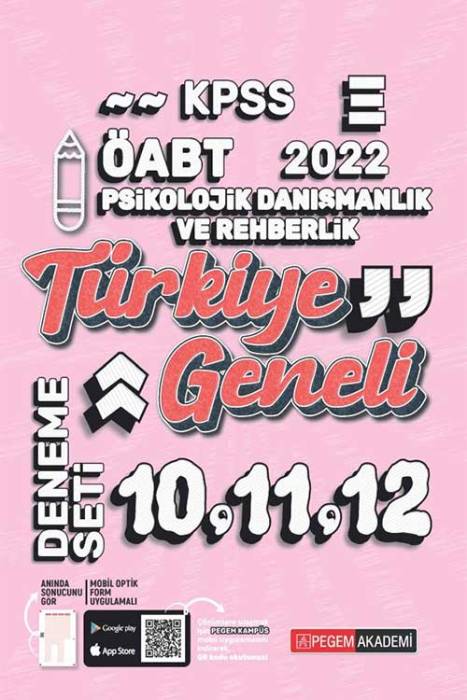 Pegem Akademi 2022 KPSS ÖABT Psikolojik Danışma ve Rehberlik Türkiye Geneli 10-11-12 (3'lü Deneme)