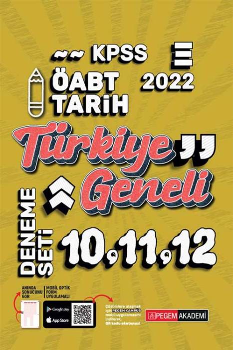 Pegem Akademi 2022 KPSS ÖABT Tarih 10-11-12 Türkiye Geneli (3'lü Deneme)