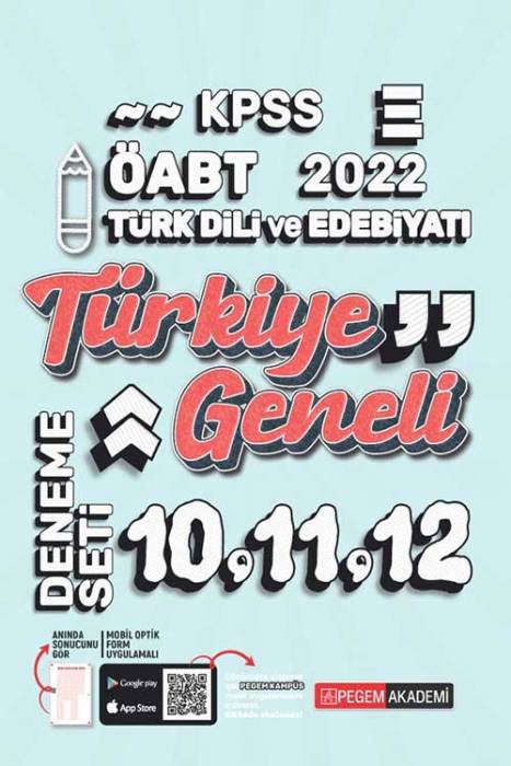 Pegem Akademi 2022 KPSS ÖABT Türk Dili ve Edebiyatı 10-11-12 Türkiye Geneli (3'lü Deneme)