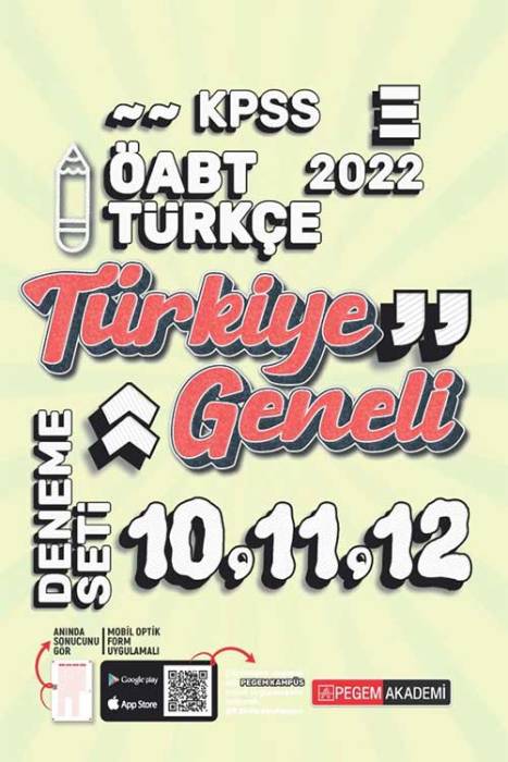 Pegem Akademi 2022 KPSS ÖABT Türkçe 10-11-12 Türkiye Geneli (3'lü Deneme)