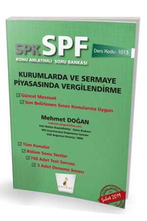 Pelikan SPK SPF 1013 Kurumlarda ve Sermaye Piyasasında Vergilendirme Konu Anlatımlı Soru Bankası Pelikan Yayınevi