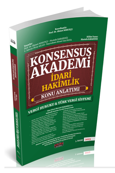 2023 Konsensus Akademi Vergi Hukuku, Türk Vergi Sistemi Konu Anlatımı Savaş Yayınevi