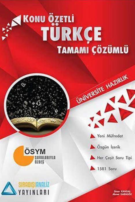 Sıradışı Analiz TYT Türkçe Konu Özetli Tamamı Çözümlü Soru Bankası Sıradışı Analiz Yayınları