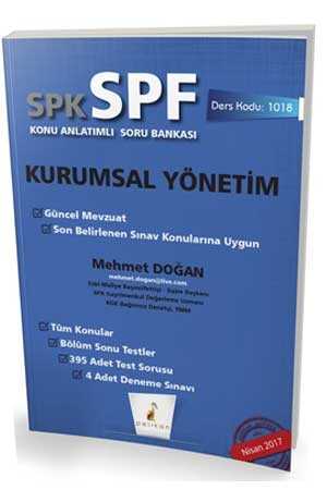 Pelikan SPK SPF 1018 Kurumsal Yönetim Konu Anlatımlı Soru Bankası Pelikan Yayınları