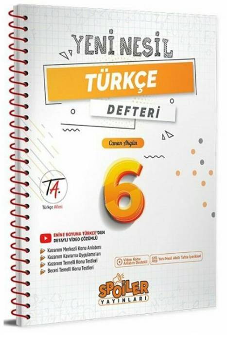 Spoiler 6. Sınıf Türkçe Yeni Nesil Defteri Spoiler Yayınları