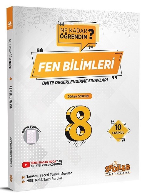 Spoiler 8. Sınıf Fen Bilimleri Ünite Değerlendirme Sınavları 10 Fasikül Spoiler Yayınları