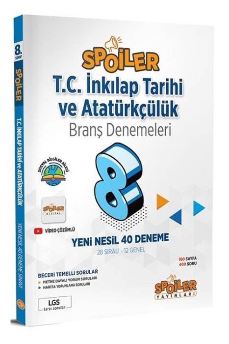 Spoiler 8. Sınıf T.C İnkılap Tarihi ve Atatürkçülük Spoiler 40 Deneme Spoiler Yayınları
