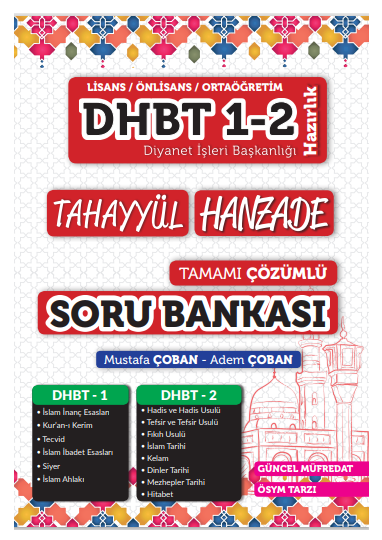 Tahayyül 2022 DHBT 1 2 Hanzade Soru Bankası Çözümlü Mustafa Çoban, Adem Çoban Tahayyül Yayınları
