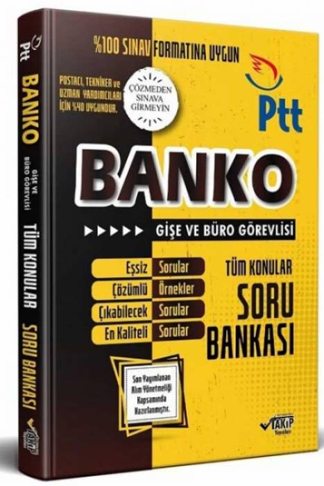 Takip 2021 PTT BANKO GİŞE ve BÜRO Görevlisi Tüm Konular Soru Bankası Takip Yayınları