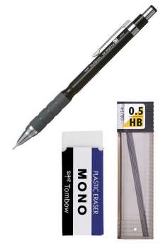 Tombow SH-300 Grip 0.5 Siyah Versatil Kalem Plastik Kutulu Okul Seti - Thumbnail